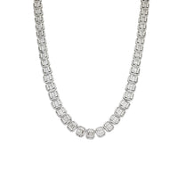 Iced-Out Baguette Box Link CZ Necklace (Silver)