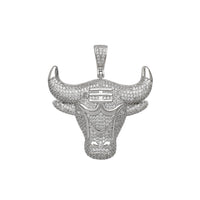 Iced-Out Bull Head Pendant (Silver) Popular Jewelry New York