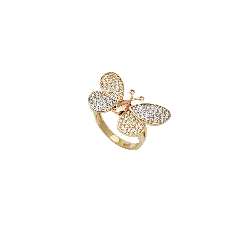 Iced-Out Butterfly CZ Lady Ring (14K).