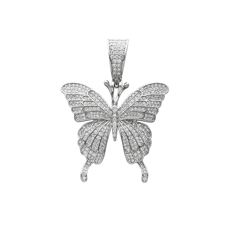 Iced-Out Butterfly Pendant (Silver) Popular Jewelry New York