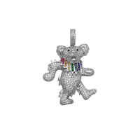 Iced-Out Colorful Scarf Teddy Bear Pendant (Silver) Popular Jewelry New York