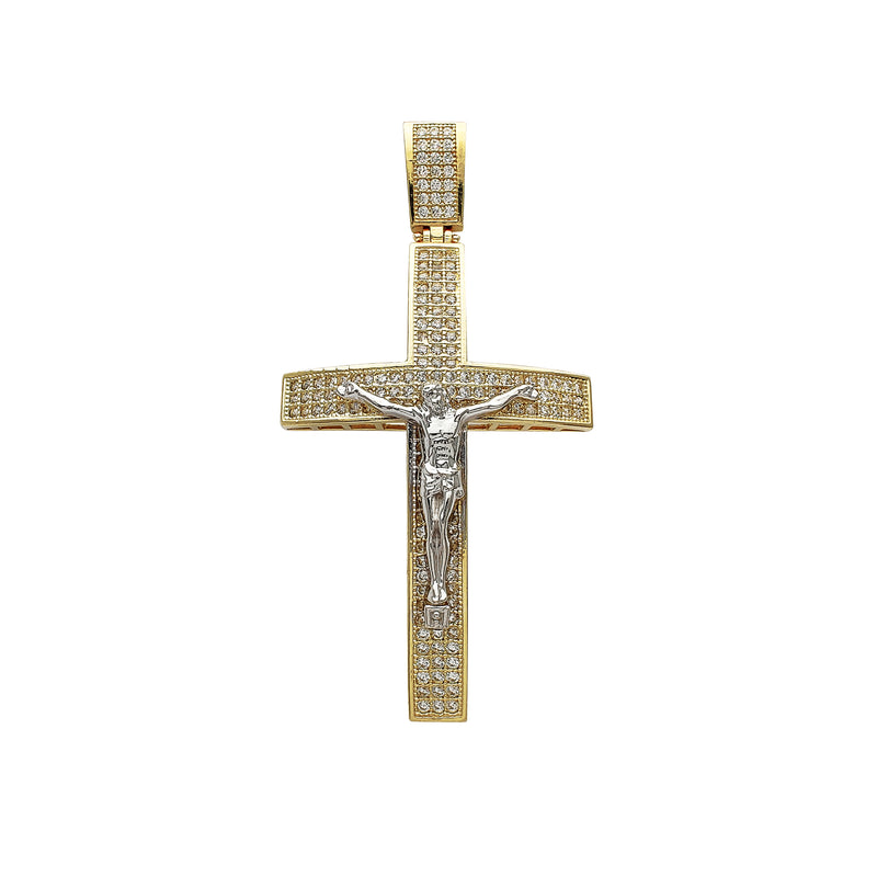 Iced-Out Convex Crucifix Pendant (14K) Popular Jewelry New York