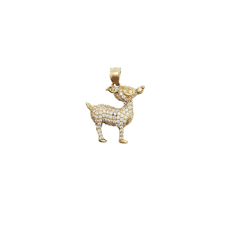 Iced-Out Deer CZ Pendant (14K)