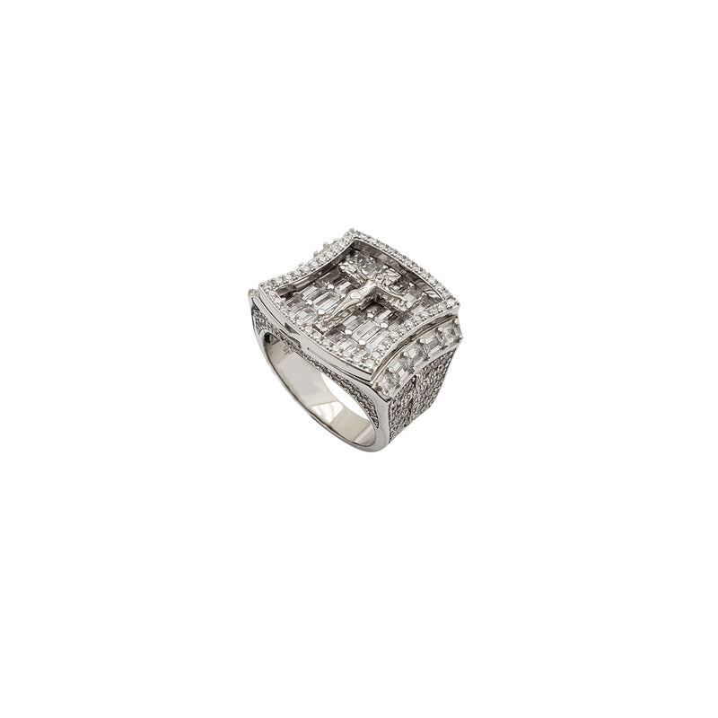 Iced-Out Depth Crucifix CZ Ring (Silver)