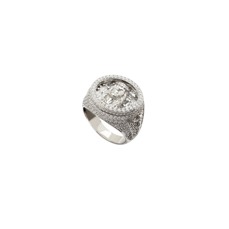 Iced-Out Depth Jesus Head CZ Ring (Silver)