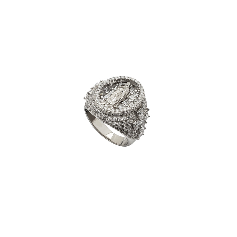 Iced-Out Depth Virgin Mary CZ Ring (Silver)