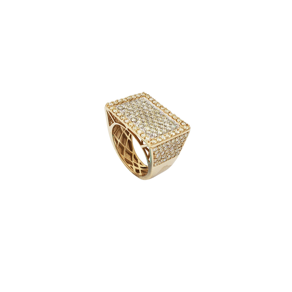 Iced-Out Diamond Flat Table Ring (14K)