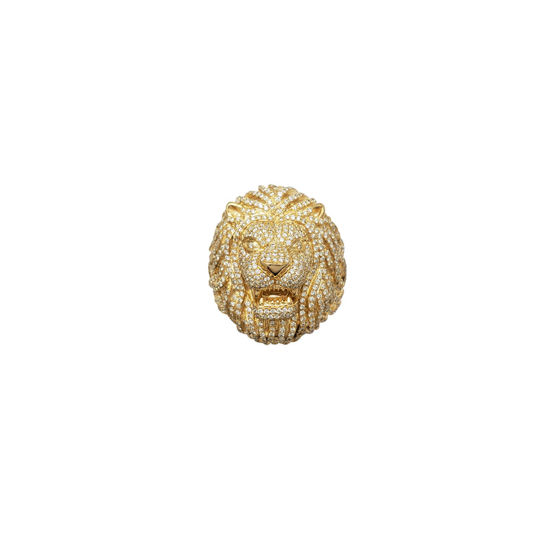 Iced-Out Diamond Lion Head Ring (10K)