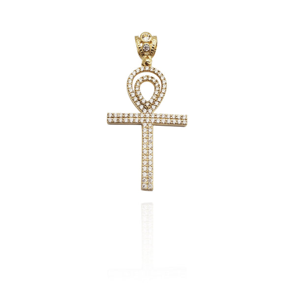 Iced-Out Double Loop Ankh CZ Pendant (14K) New York Popular Jewelry