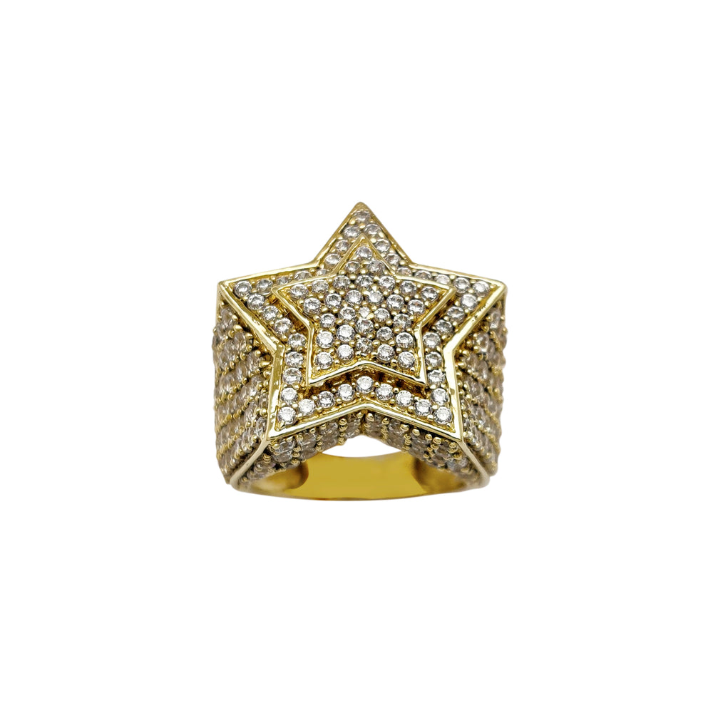 Iced-Out Double Star Ring (10K) Popular Jewelry New York