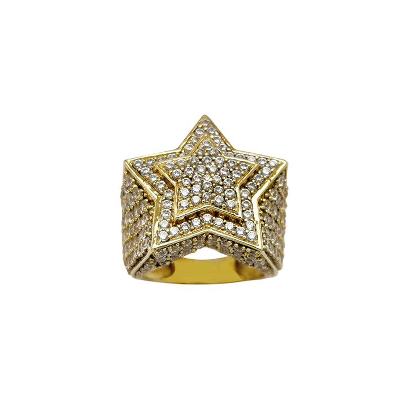 Iced-Out Double Star Ring (10K) Popular Jewelry New York