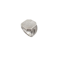 Iced-Out płaski sześciokątny pierścionek CZ (srebrny)