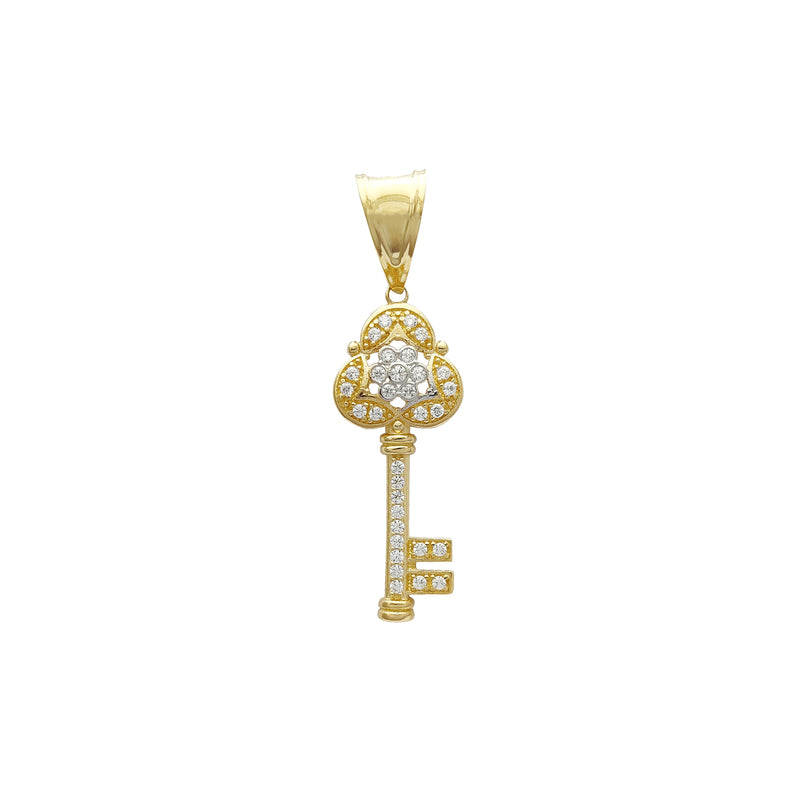 Iced-Out Floral Key Pendant (14K) Popular Jewelry New York