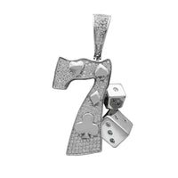 Iced-Out Gambling Seven Pendant (Silver) Popular Jewelry New York
