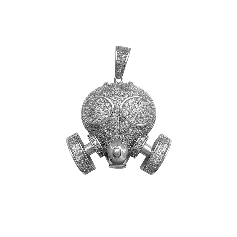 Iced-Out Gas Mask Pendant (Silver) Popular Jewelry New York