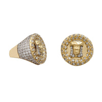 ഐസ്ഡ്-ഔട്ട് ജീസസ് ഹെഡ് മെൻസ് റിംഗ് (14K) Popular Jewelry ന്യൂയോർക്ക്