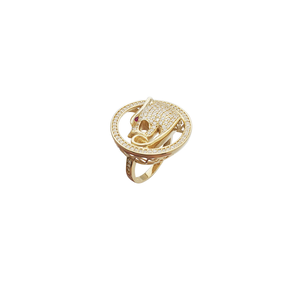 Iced-Out Leopard Head CZ Ring (14K)