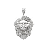 Iced-Out Lion Head Pendant (Silver) Popular Jewelry New York