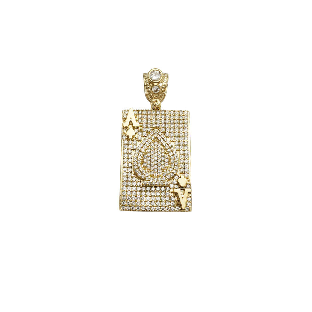 Iced-Out Poker Card CZ Pendant (14K)