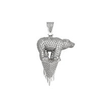 Iced-Out Polar Bear on an Iceberg Pendant (Silver) Popular Jewelry New York