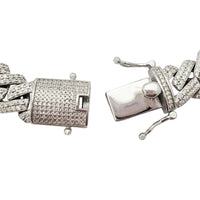 Iced-Out Prong Cuban Bracelet (Silver)
