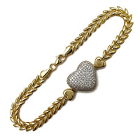 Pave Puffy Heart Leaf Bracelet (14K) Popular Jewelry New York