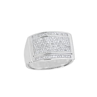 Iced-Out Rectangle Men's Ring (Silver) Popular Jewelry New York