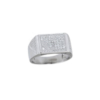 Iced-Out Rectangle Men's Ring (Silver) Popular Jewelry New York