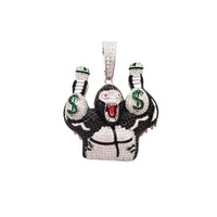 Iced-Out Rich Gorilla CZ Pendant (Silver)