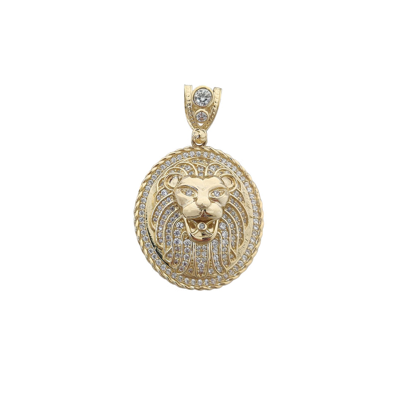 Medium Size Iced-Out Rope Framed Lion Head Pendant (14K) Popular Jewelry New York
