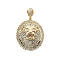 Large Size Iced-Out Rope Framed Lion Head Pendant (14K) Popular Jewelry New York