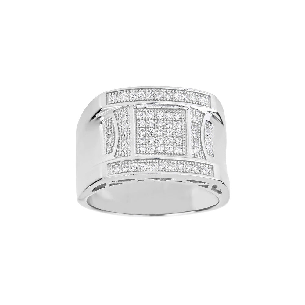 Iced-Out Square Men's Ring (Silver) Popular Jewelry New York