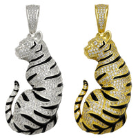 Iced-Out Tiger Pendant (Silver) Popular Jewelry New York