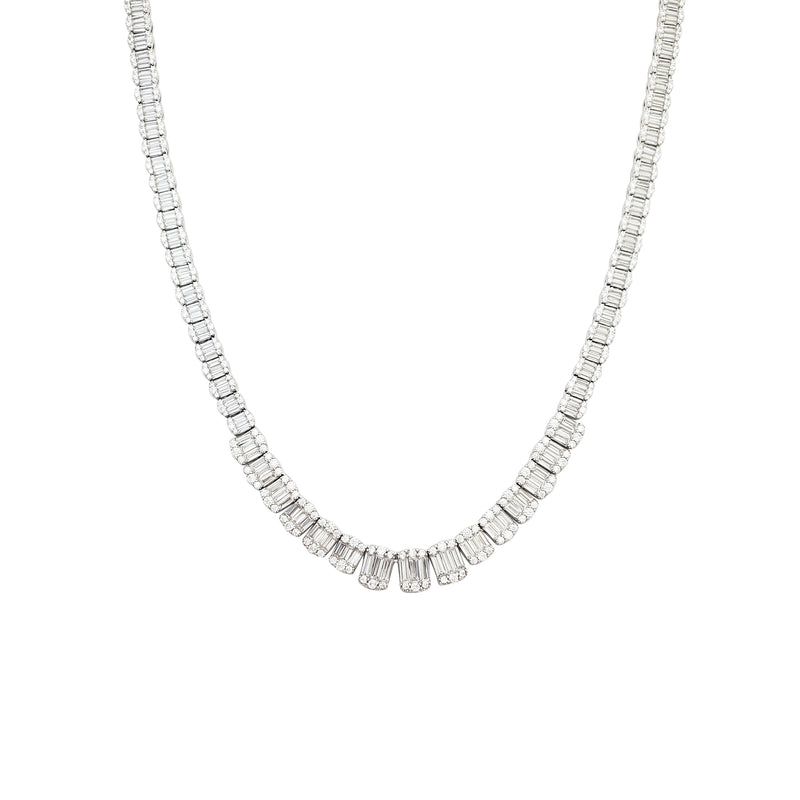 Iced-Out Train Rail Gradient Necklace (Silver)