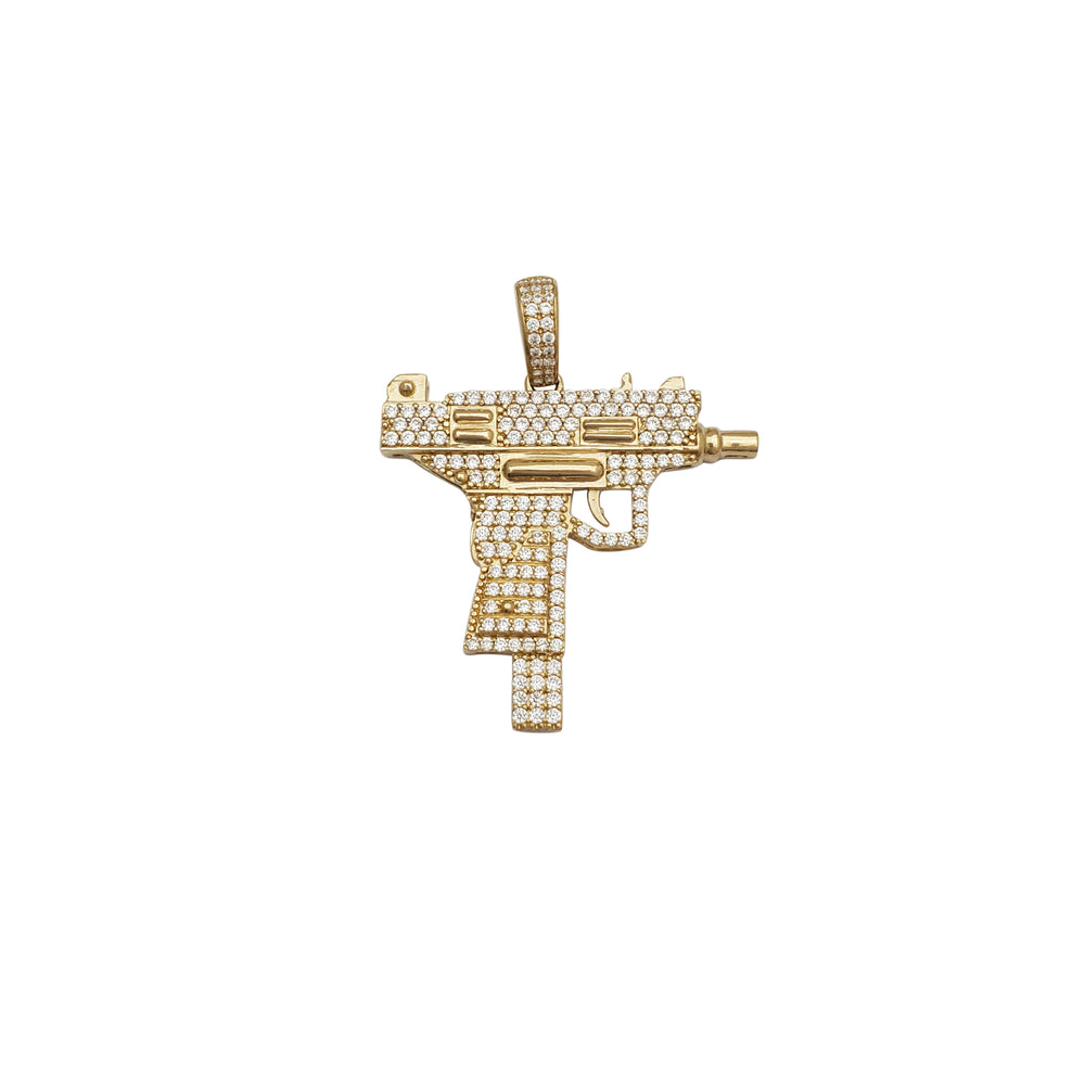 Iced-Out Uzi CZ Pendant (14K)
