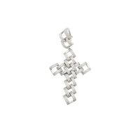 Iced-Out Wicker Cross CZ Pendant (Silver)