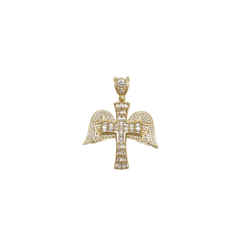 Iced-Out Winged Cross CZ Pendant (14K)