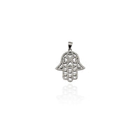 Iced-Out Four Leaf Clover Hamsa CZ Přívěsek (Silver) New York Popular Jewelry