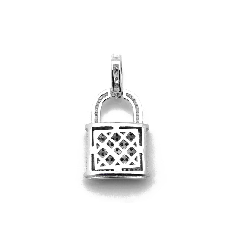 Iced-Out Lock Pendant (Silver)