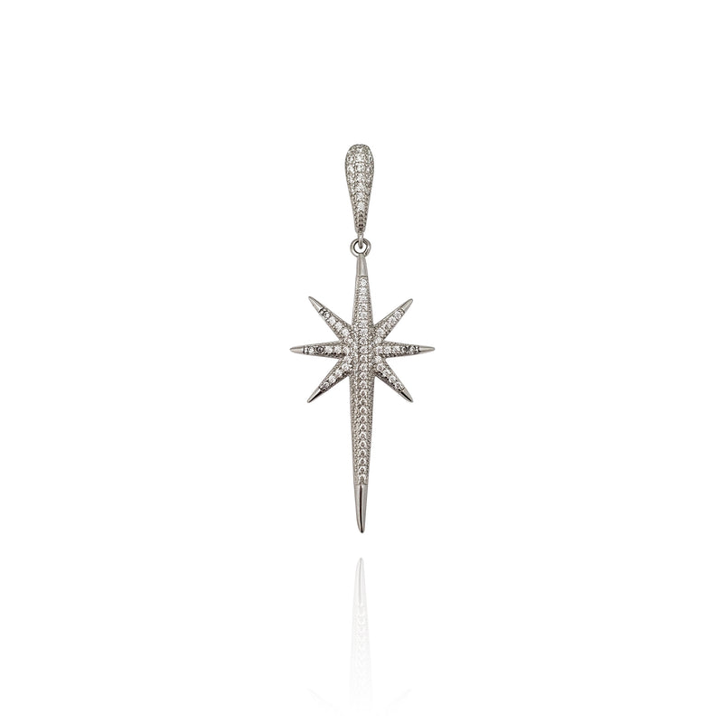 Iced-Out North Star CZ Pendant (Silver) New York Popular Jewelry