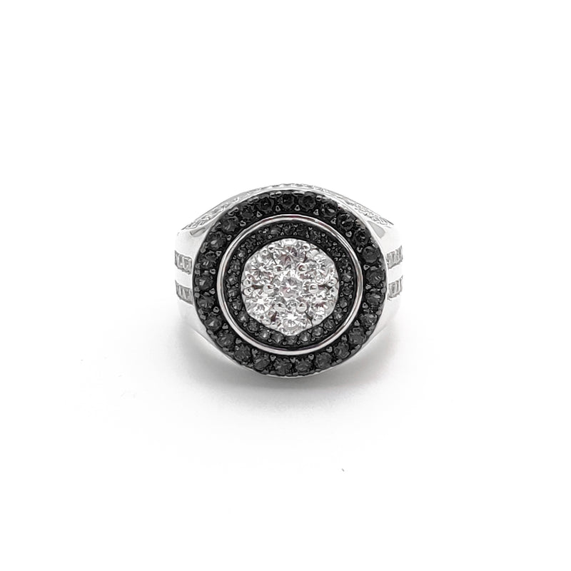 Iced-Out Round Empire Ring (Silver)