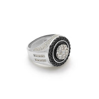 Apledėjęs apvalus juodas imperijos žiedas (sidabrinis) Popular Jewelry NY