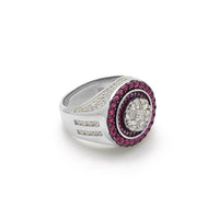 Iced-Out Round Pink Empire Ring (Silver) Popular Jewelry New York