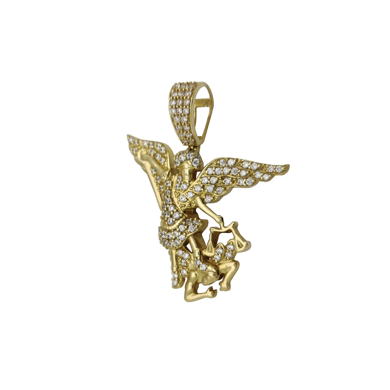 Iced-Out Saint Michael CZ Pendant (14K) Popular Jewelry New York