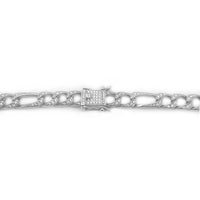 Iced Out Figaro Chain (Silver) Popular Jewelry New York