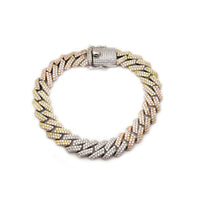 Iced Out Rhombus Cuban Bracelet (Silver) Popular Jewelry New York