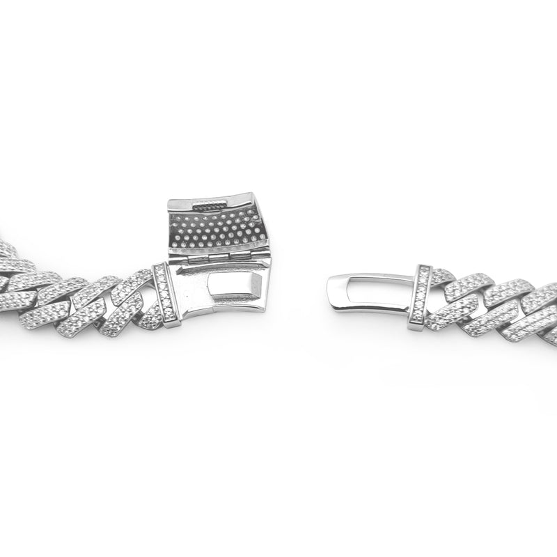 Iced Out Monaco Edged Chain (Silver) Popular Jewelry New York