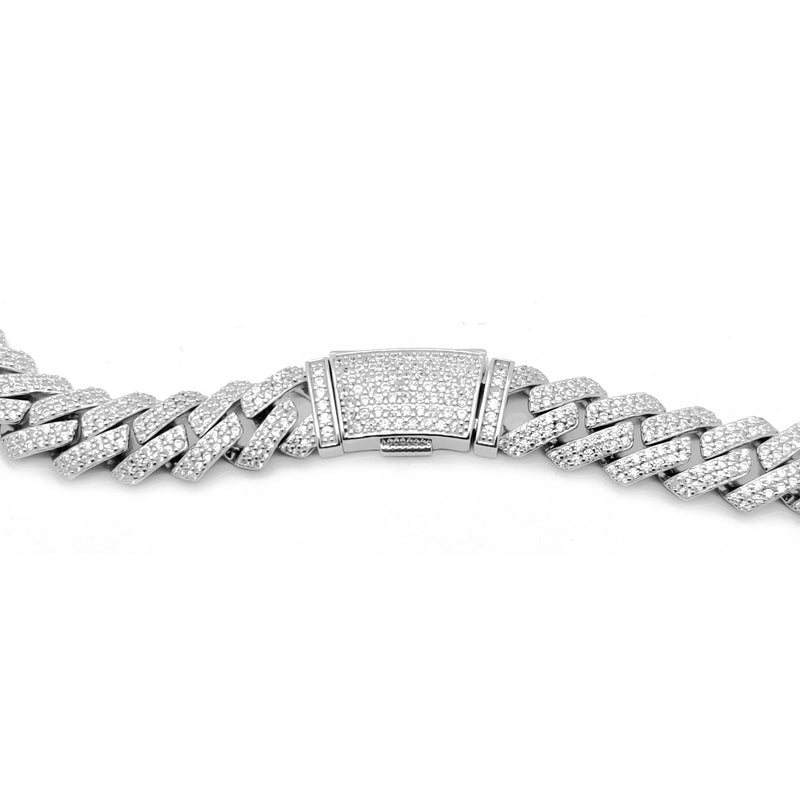 Iced Out Monaco Edged Chain (Silver) Popular Jewelry New York