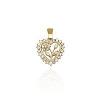 Icy Heart-Framed Rose Pendant (14K)
