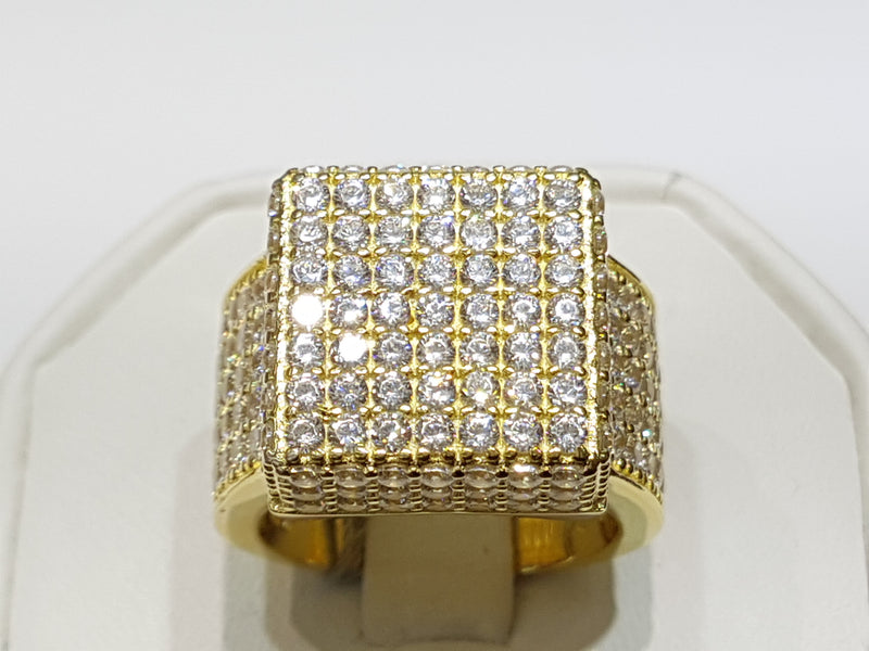Iced-Out Pave Square Ring Silver - Lucky Diamond 恆福珠寶金行 New York City 169 Canal Street 10013 Jewelry store Playboi Charlie Chinatown @luckydiamondny 2124311180